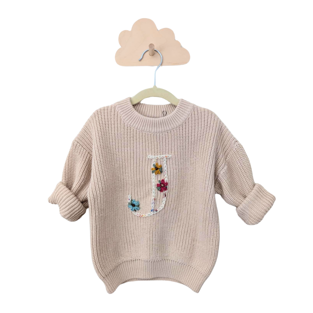 Tan 2-3T - J simple monogram