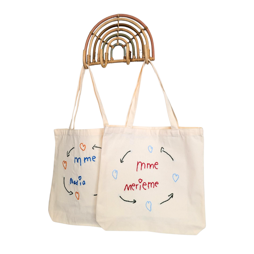 Custom handwriting canvas tote bag