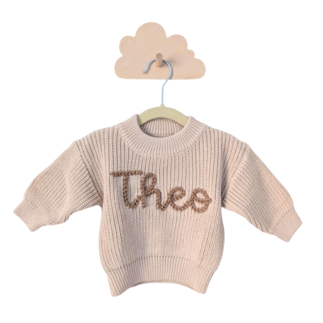 Personalized knit sweater - TAN (including Youth sizes)