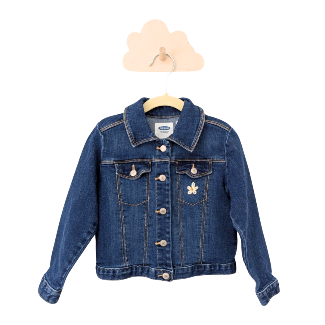Upcycled denim 4T - Scattered daisies