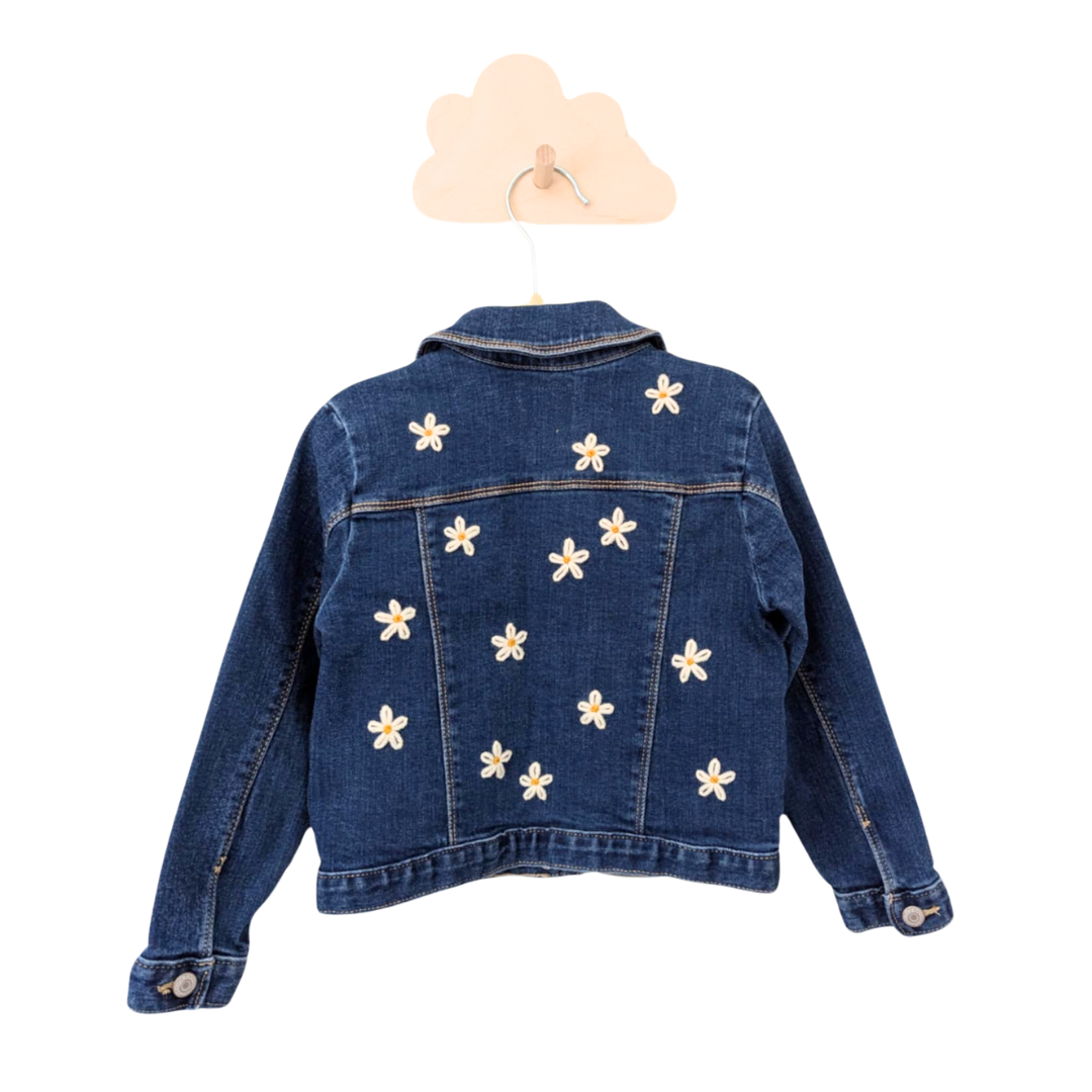 Upcycled denim 4T - Scattered daisies