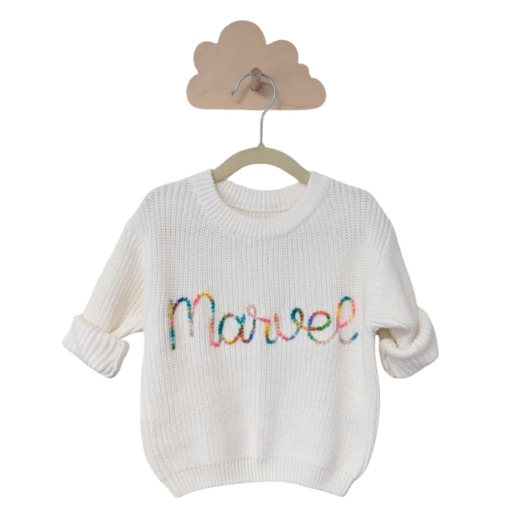 Personalized knit sweater - MARSHMALLOW