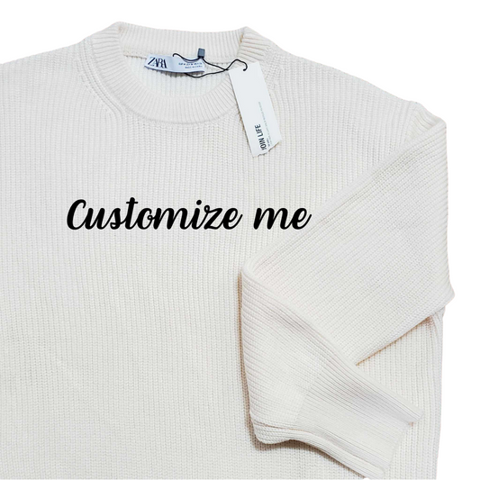 Customizable Thrifted Cream Sweater - Zara Women's M