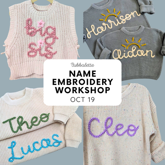 Name Embroidery Workshop - OCT 19 at Maker House Co.