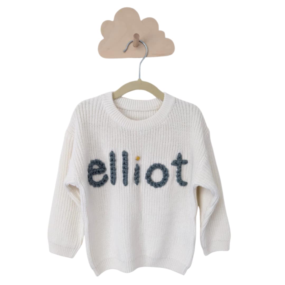 Personalized knit sweater - MARSHMALLOW