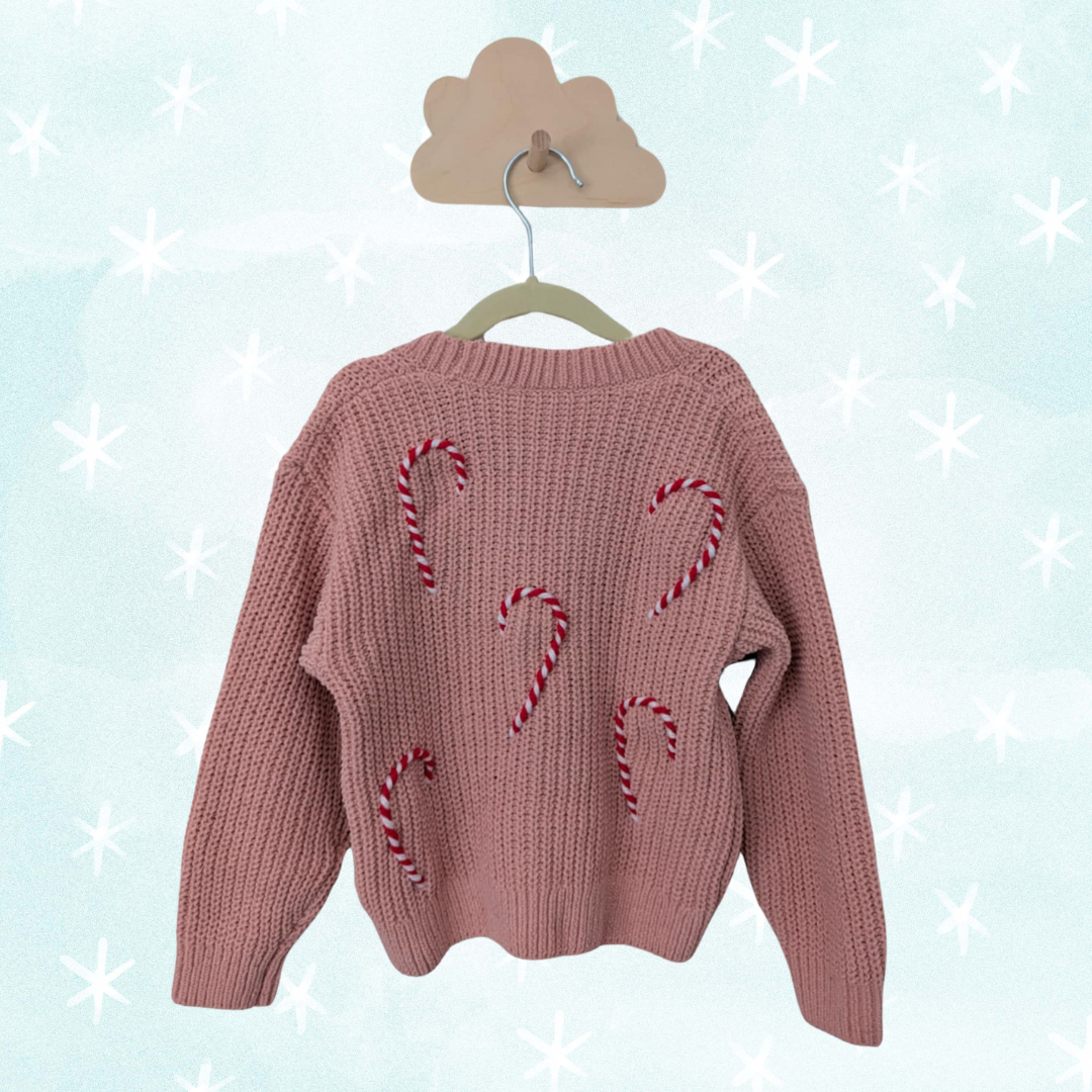 Pink Cardigan 5-6T - Candy Canes