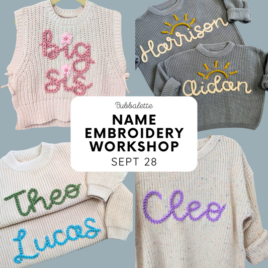 Name Embroidery Workshop - SEPT 28 at Maker House Co.