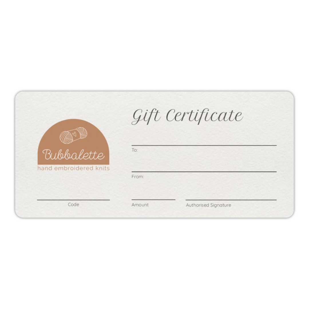 Bubbalette e-Gift Certificate