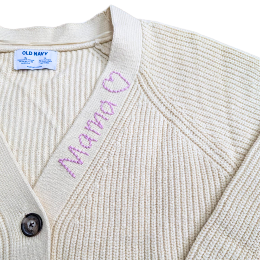 BYO knitwear - Handwriting replica embroidery