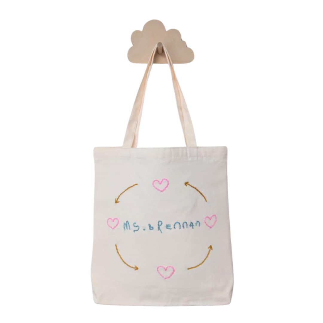 Custom handwriting canvas tote bag