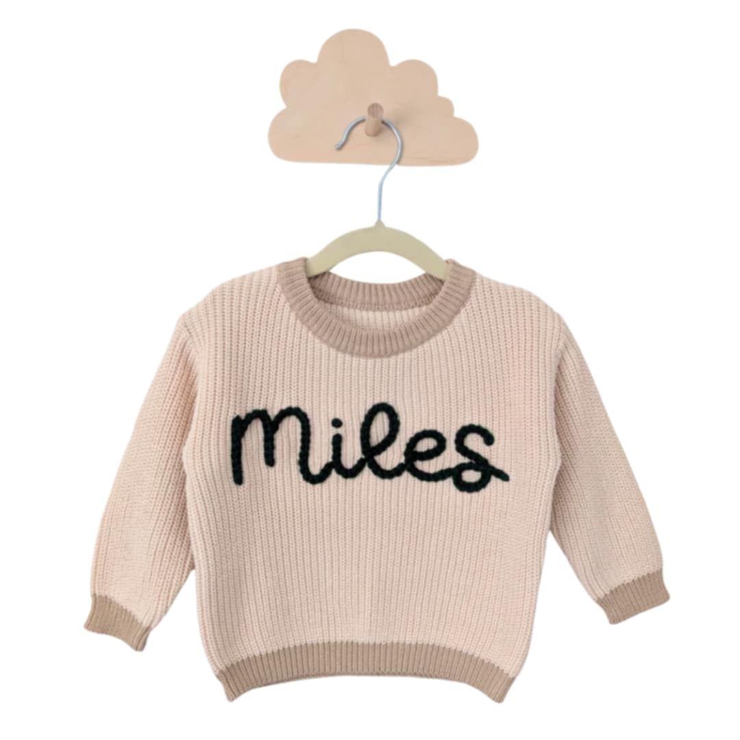 Personalized knit sweater - ALMOND
