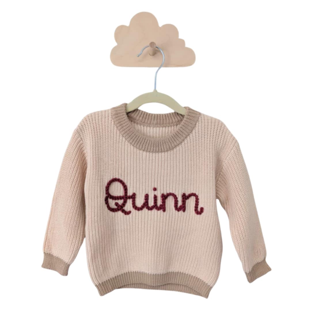 Personalized knit sweater - ALMOND